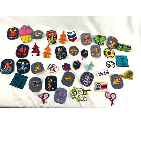 40 PC Assorted Sewing Applique Patches Iron on Sew On NEW Mixed Sequin Crafting - Picture 1 of 8